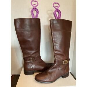 Michael Kors - Bryce - Tall Leather Riding Boots - Dark Brown - 8.5M